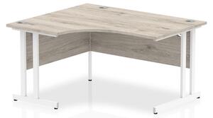Isle 140cm Grey Left Computer Desk With White Cantilever Leg