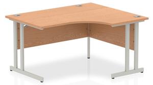 Isle 140cm Oak Right Computer Desk With Silver Cantilever Leg