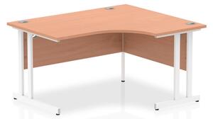 Isle 140cm Beech Right Computer Desk With White Cantilever Leg
