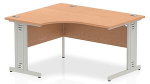 Isle 140cm Oak Left Computer Desk With Silver Managed Leg