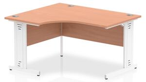Isle 140cm Beech Left Computer Desk With White Managed Leg