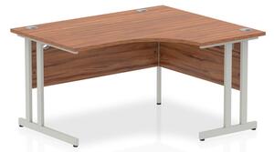 Isle 140cm Walnut Right Computer Desk With Silver Cantilever Leg