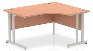 Isle 140cm Beech Right Computer Desk With Silver Cantilever Leg