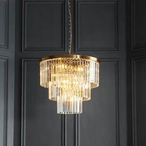 Endon 115457 Conaston 7 Light Ceiling Pendant In Brushed Aged Brass With Clear Cut Glass