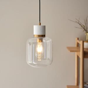 Endon 120661 Travi Ceiling Pendant Light In Vintage Brass With White Marble And Clear Glass