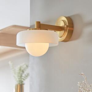 Endon 120630 Boss Wall Light In Brushed Aged Brass With Frosted And Opal Glass