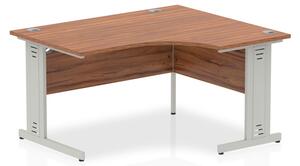 Isle 140cm Walnut Right Computer Desk With Silver Managed Leg