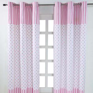 Pink Love Hearts Ready Made Eyelet Curtain Pair, 137 x 228 cm Drop