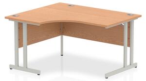 Isle 140cm Oak Left Computer Desk With Silver Cantilever Leg