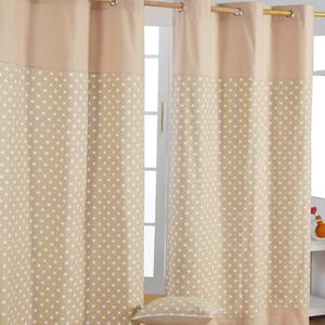 Cotton Stars Beige Ready Made Eyelet Curtain Pair, 117 x 137 cm Drop