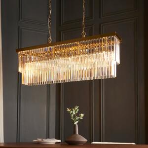 Endon 115950 Conaston Linear Ceiling Pendant In Brushed Aged Brass With Clear Cut Glass