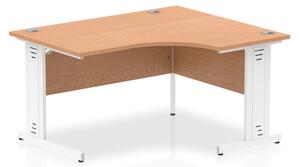 Isle 140cm Oak Right Computer Desk With White Managed Leg