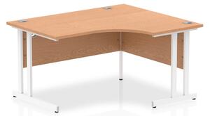 Isle 140cm Oak Right Computer Desk With White Cantilever Leg