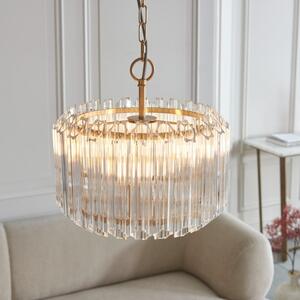 Endon 117514 Valentina 3 Light Ceiling Pendant In Brushed Aged Brass With Hexagonal Glass Rods