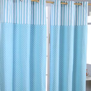 Polka Dots Blue Ready Made Eyelet Curtain Pair, 117 x 137 cm Drop