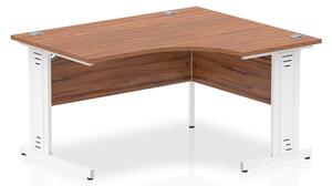 Isle 140cm Walnut Right Computer Desk With White Managed Leg