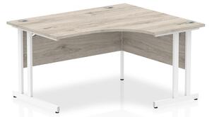 Isle 140cm Grey Right Computer Desk With White Cantilever Leg
