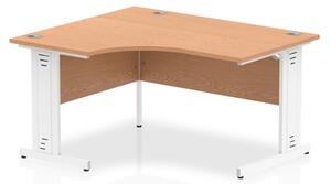 Isle 140cm Oak Left Computer Desk With White Managed Leg