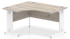 Isle 140cm Grey Left Computer Desk With White Managed Leg