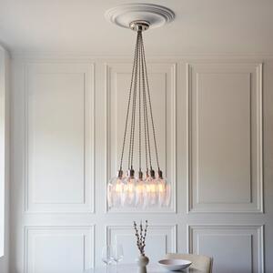Camden 7 Light Cluster Ceiling Pendant Light In Bright Nickel With Clear Glass Shades