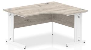 Isle 140cm Grey Right Computer Desk With White Managed Leg