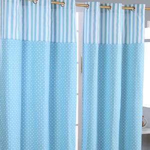 Polka Dots Blue Ready Made Eyelet Curtain Pair, 137 x 182 cm Drop