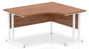 Isle 140cm Walnut Right Computer Desk With White Cantilever Leg
