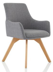 Carmen Grey Fabric Home And Office Chair With Wooden Leg