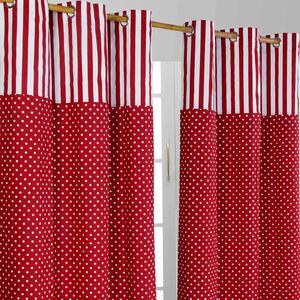 Polka Dots Red Ready Made Eyelet Curtain Pair, 117 x 137 cm Drop