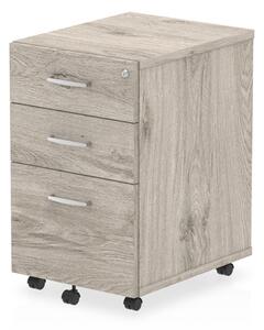 Impulse Wooden 3 Drawers Office Pedestal Cabinet In Grey Oak