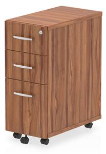 Impulse Narrow Wooden 3 Drawers Office Pedestal In Walnut