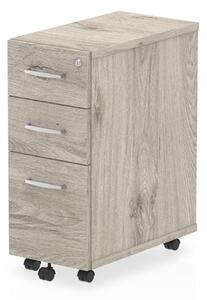 Impulse Narrow Wooden 3 Drawers Office Pedestal In Grey Oak
