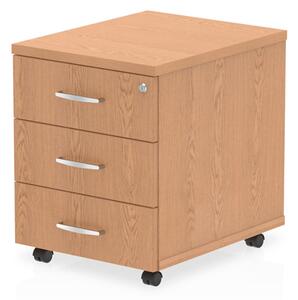 Impulse Wooden 3 Drawers Mobile Pedestal In Oak