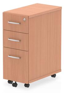 Impulse Narrow Wooden 3 Drawers Office Pedestal In Beech