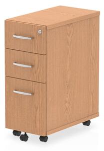 Impulse Narrow Wooden 3 Drawers Office Pedestal In Oak