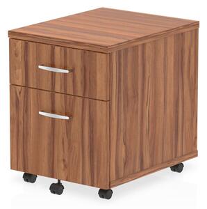 Impulse Wooden 2 Drawers Mobile Pedestal In Walnut