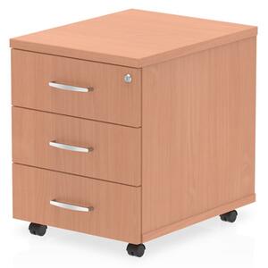 Impulse Wooden 3 Drawers Mobile Pedestal In Beech