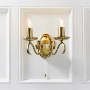 Endon 2030-2AN Bernice 2 Light Wall Light In Antique Brass