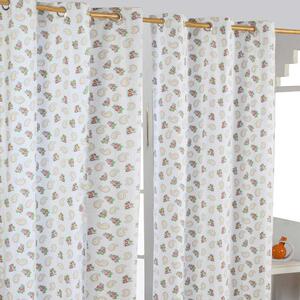 Paisley and Dots Ready Made Eyelet Curtain Pair, 137 x 228 cm Drop