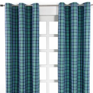 Black Watch Tartan Ready Made Eyelet Curtain Pair, 117 x 137 cm Drop