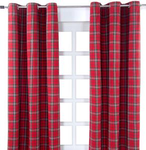 Edward Tartan Check Ready Made Eyelet Curtain Pair, 137 x 182 cm Drop