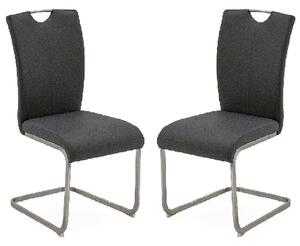 Langley Grey Fabric Dining Chairs With Chrome Base In Pair