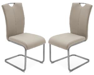 Langley Taupe Fabric Dining Chairs With Chrome Base In Pair