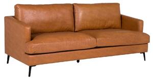 Jamaica Leather 3 Seater Sofa With Black Legs In Tan