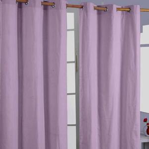 Cotton Plain Mauve/Lilac Ready Made Eyelet Curtain Pair, 137 x 182 cm