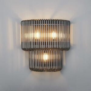 Verne 32 x 18 cm Large Wall Light In Black Finish With Smoked Glass
