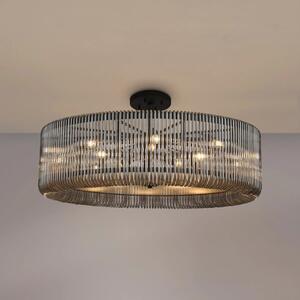 Verne 1 m Ceiling Pendant / Semi Flush Light In Black Finish With Smoked Glass