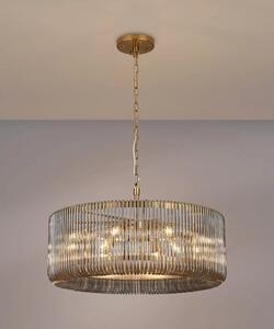 Verne 78 cm Ceiling Pendant / Semi Flush Light In Brass Finish With Smoked Glass