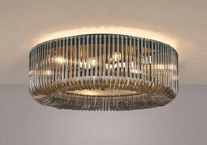 Verne 60 cm Round Flush Ceiling Light In Black Finish With Smoked Glass