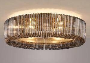 Verne 78 cm Round Flush Ceiling Light In Brass Finish With Smoked Glass